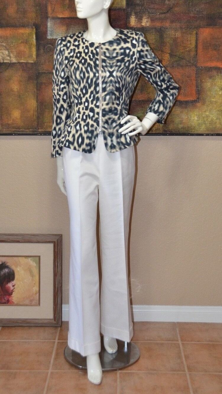 ESCADA Haute Couture Designer Animal Print Pant & Jacket Set Size 36/40 NEW!!!